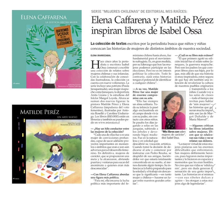 Elena Caffarena y Matilde Pérez inspiran libros de Isabel Ossa